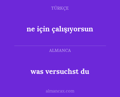 was versuchst du - ne için çalışıyorsun