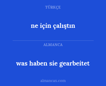 ne için çalıştın - was haben sie gearbeitet