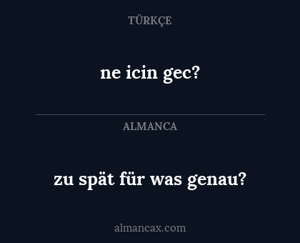 zu spät für was genau? - ne icin gec?