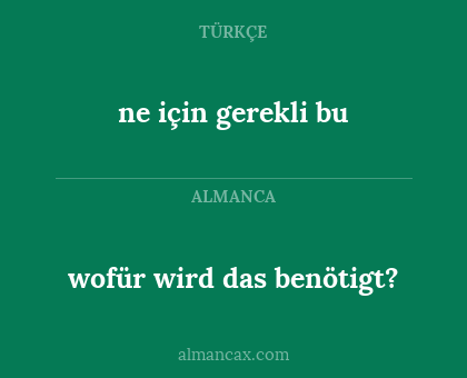 ne için gerekli bu - wofür wird das benötigt?