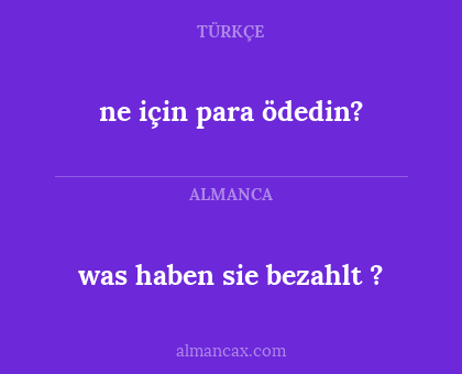 ne için para ödedin? - was haben sie bezahlt ?