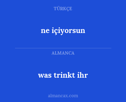 was trinkt ihr - ne içiyorsun