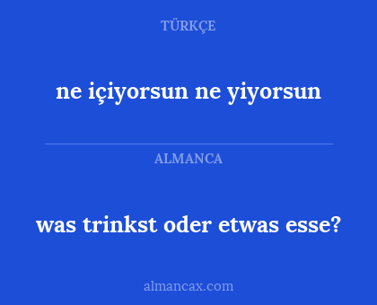 ne içiyorsun ne yiyorsun - was trinkst oder etwas esse?