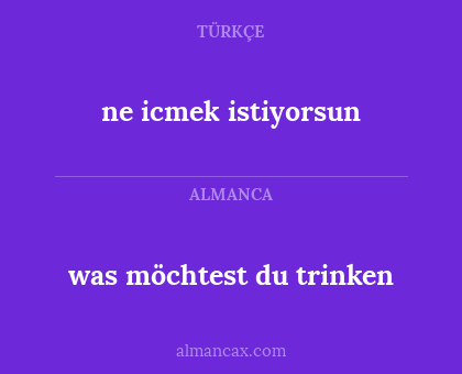 was möchtest du trinken - ne icmek istiyorsun