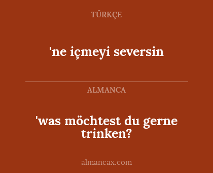'ne içmeyi seversin - 'was möchtest du gerne trinken?