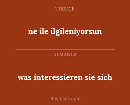 was interessieren sie sich - ne ile ilgileniyorsun