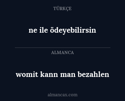 womit kann man bezahlen - ne ile ödeyebilirsin