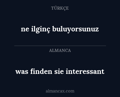 was finden sie interessant - ne ilginç buluyorsunuz