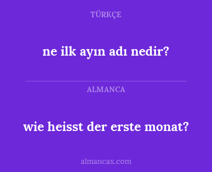 wie heisst der erste monat? - ne ilk ayın adı nedir?
