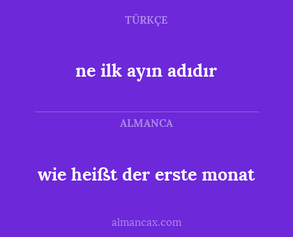 wie heißt der erste monat - ne ilk ayın adıdır