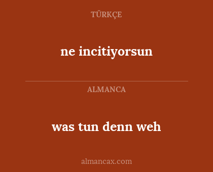 ne incitiyorsun - was tun denn weh