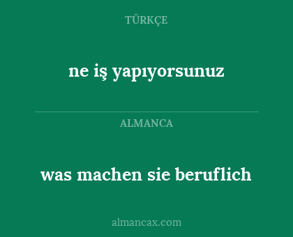was machen sie beruflich - ne iş yapıyorsunuz