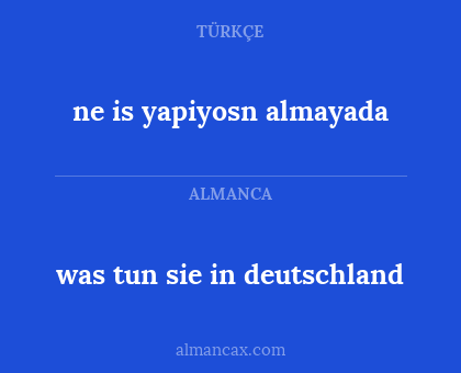 ne is yapiyosn almayada - was tun sie in deutschland