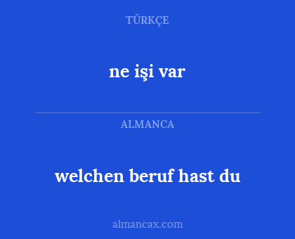 ne işi var - welchen beruf hast du