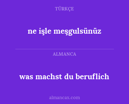 was machst du beruflich - ne işle meşgulsünüz