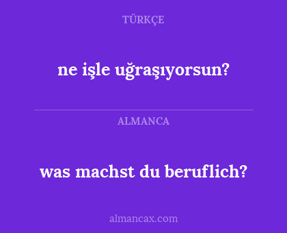 ne işle uğraşıyorsun? - was machst du beruflich?