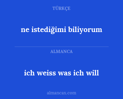 ne istediğimi biliyorum - ich weiss was ich will