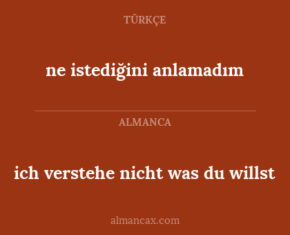 ne istediğini anlamadım - ich verstehe nicht was du willst