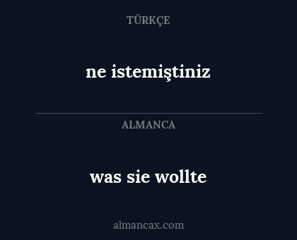 ne istemiştiniz - was sie wollte
