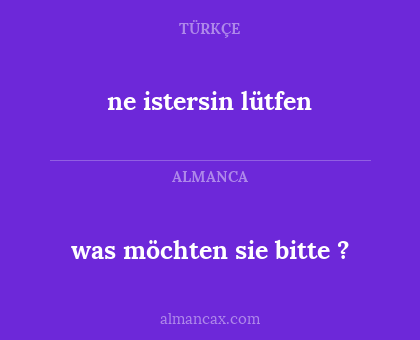 was möchten sie bitte ? - ne istersin lütfen