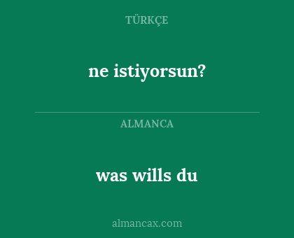 was wills du - ne istiyorsun?