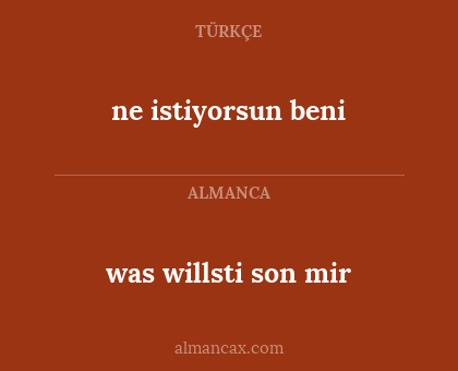 was willsti son mir - ne istiyorsun beni