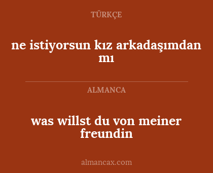 ne istiyorsun kız arkadaşımdan mı - was willst du von meiner freundin
