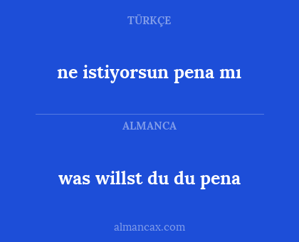 was willst du du pena - ne istiyorsun pena mı