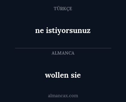 wollen sie - ne istiyorsunuz