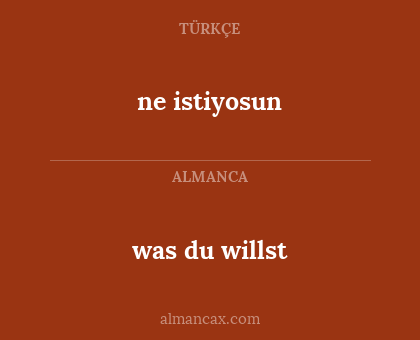 was du willst - ne istiyosun