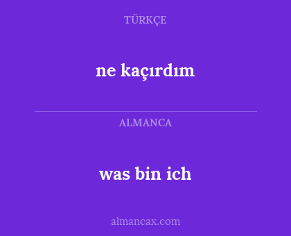 was bin ich - ne kaçırdım