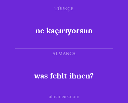 was fehlt ihnen? - ne kaçırıyorsun