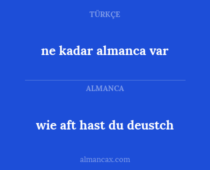 wie aft hast du deustch - ne kadar almanca var