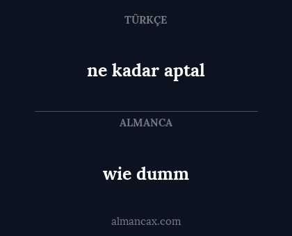 wie dumm - ne kadar aptal
