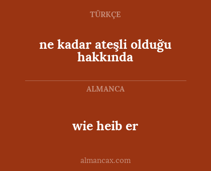 ne kadar ateşli olduğu hakkında - wie heib er