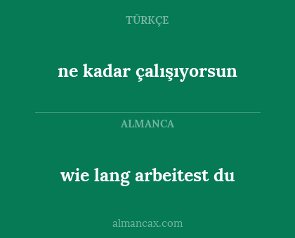 wie lang arbeitest du - ne kadar çalışıyorsun