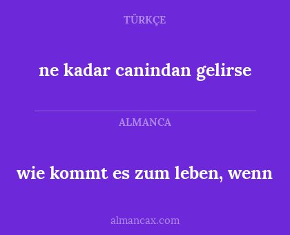wie kommt es zum leben, wenn - ne kadar canindan gelirse