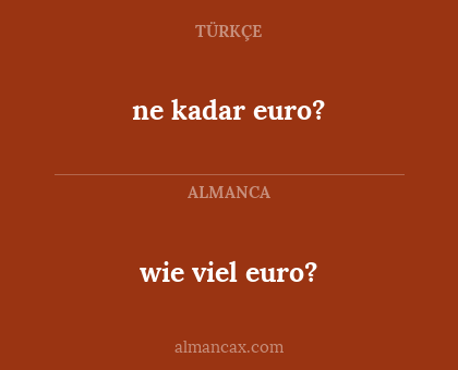 wie viel euro? - ne kadar euro?