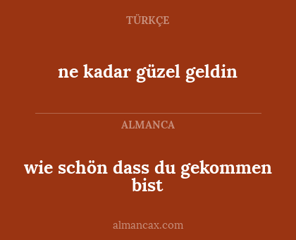 ne kadar güzel geldin - wie schön dass du gekommen bist