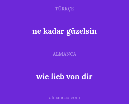 wie lieb von dir - ne kadar güzelsin