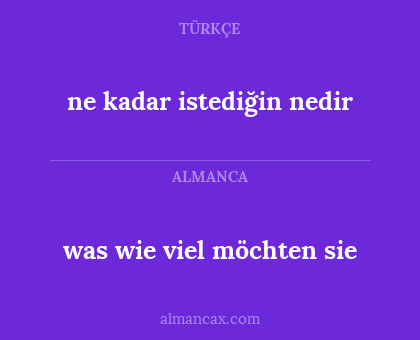 ne kadar istediğin nedir - was wie viel möchten sie