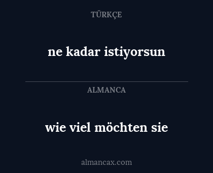 ne kadar istiyorsun - wie viel möchten sie
