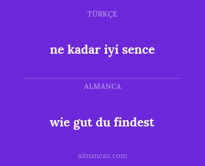 ne kadar iyi sence - wie gut du findest