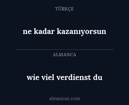 ne kadar kazanıyorsun - wie viel verdienst du