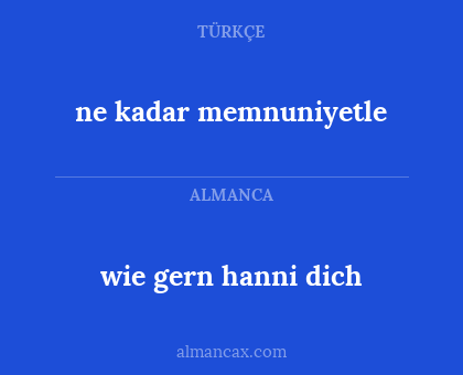 ne kadar memnuniyetle - wie gern hanni dich