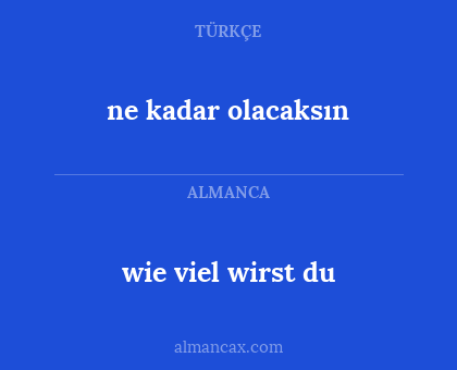 wie viel wirst du - ne kadar olacaksın