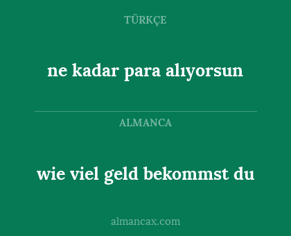 wie viel geld bekommst du - ne kadar para alıyorsun