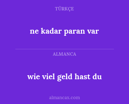 ne kadar paran var - wie viel geld hast du