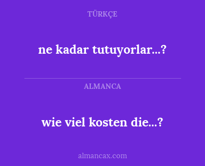 wie viel kosten die...? - ne kadar tutuyorlar...?