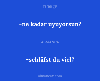 -schläfst du viel? - -ne kadar uyuyorsun?